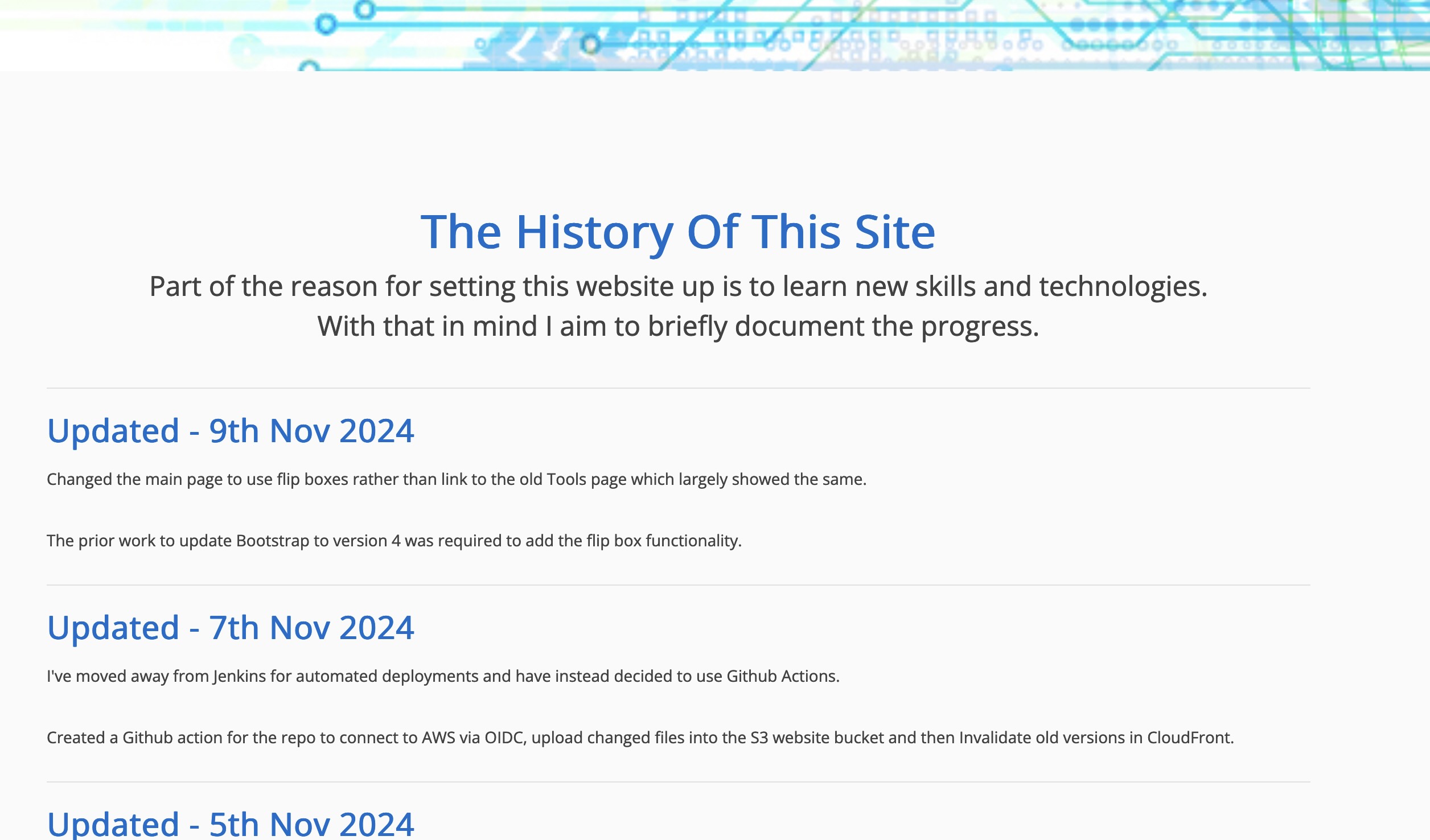 History page redesign